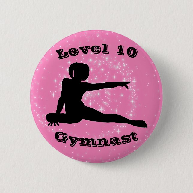 Badge Rond 5 Cm Niveau 10 Gymnaste - Bouton Girls Gymnastique (Devant)