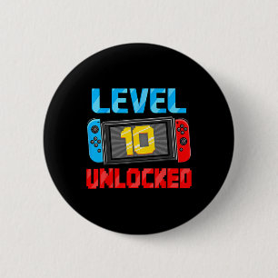 Badge Rond 5 Cm Niveau 10 Joueur déverrouillé 10e Anniversaire Vid