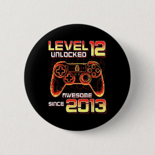 Badge Rond 5 Cm Niveau 12 Débloqué Fête de Jeu Vidéo 12e Anniversa