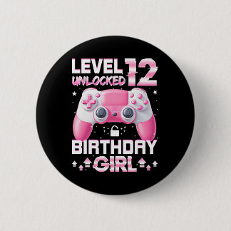Badge Rond 5 Cm Niveau 12 Débloqué Joueur de jeux vidéo 12 ans 12e