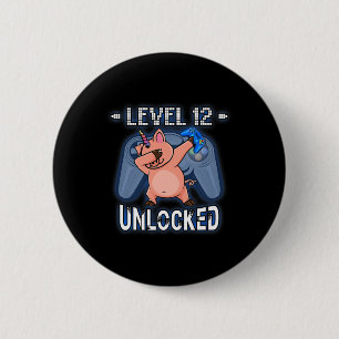 Badge Rond 5 Cm Niveau 12 débloqué - Joueur de Piggycorn en dab 12