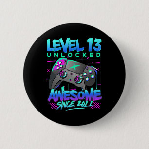 Badge Rond 5 Cm Niveau 13 Déverrouillé 13 Anniversaire 13e B