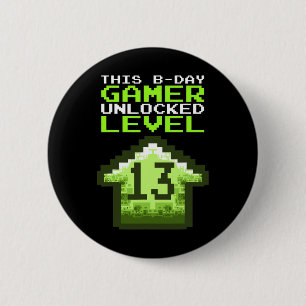 Badge Rond 5 Cm Niveau 13 Déverrouillé Anniversaire Jeu vidéo 13èm