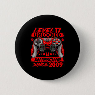 Badge Rond 5 Cm Niveau 17 Débloqué Garçons de 17 ans 17e Anniversa