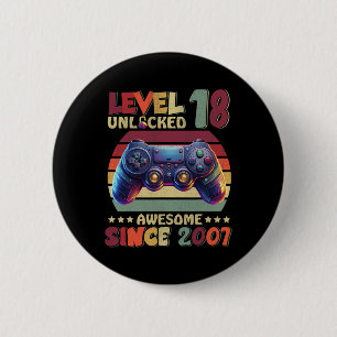 Badge Rond 5 Cm Niveau 18 Débloqué Incroyable Depuis 2007 18e Anni