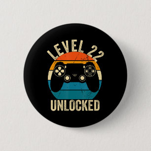 Badge Rond 5 Cm Niveau 22 Déverrouillé Jeu vidéo 22e Anniversaire
