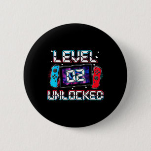Badge Rond 5 Cm Niveau 2 Déverrouillé Gamer 2e Anniversaire jeu vi