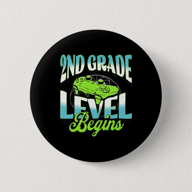 Badge Rond 5 Cm Niveau 2e année débloqué De l'aventure de jeu vidé (Devant)