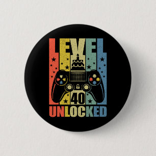 Badge Rond 5 Cm Niveau 40 Jeu vidéo déverrouillé Jeu 40e Anniversa