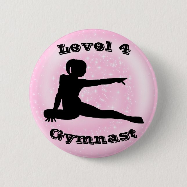 Badge Rond 5 Cm Niveau 4 Gymnaste - Bouton Girls Gymnastique (Devant)