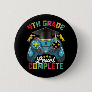 Badge Rond 5 Cm Niveau 4e année Diplômé complet Jeux Joueur