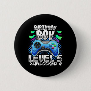 Badge Rond 5 Cm Niveau 5 Débloqué Jeu Vidéo 5ème Anniversaire Game