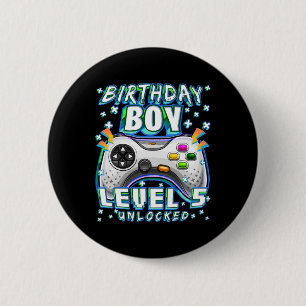 Badge Rond 5 Cm Niveau 5 Débloqué Jeu Vidéo 5ème Anniversaire Game