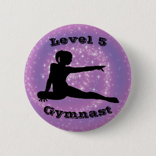 Badge Rond 5 Cm Niveau 5 Gymnaste - Bouton Girls Gymnastique