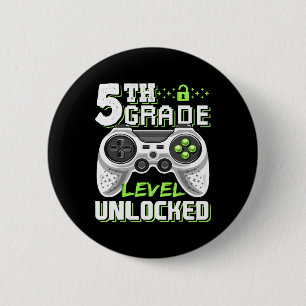 Badge Rond 5 Cm Niveau 5e débloqué jeu vidéo retour à l'école