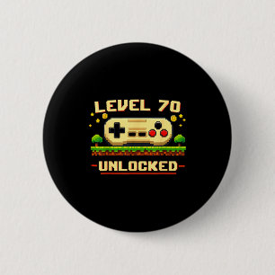 Badge Rond 5 Cm Niveau 70 débloqué jeu vidéo 70e anniversaire drôl