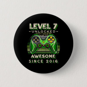 Badge Rond 5 Cm Niveau 7 Débloqué Jeu Vidéo 7e Anniversaire 7 Ans