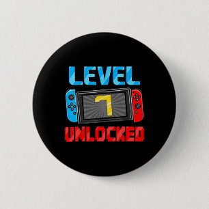 Badge Rond 5 Cm Niveau 7 Débloqué Joueur Cadeau d'anniversaire 7 a