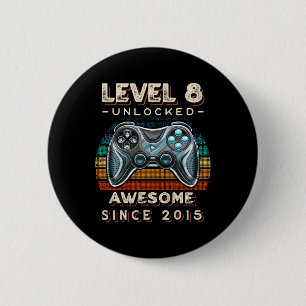 Badge Rond 5 Cm Niveau 8 Débloqué Jeu Vidéo 8e Anniversaire 8 Ans