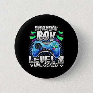 Badge Rond 5 Cm Niveau 8 Débloqué Jeu Vidéo 8e Anniversaire Gamer