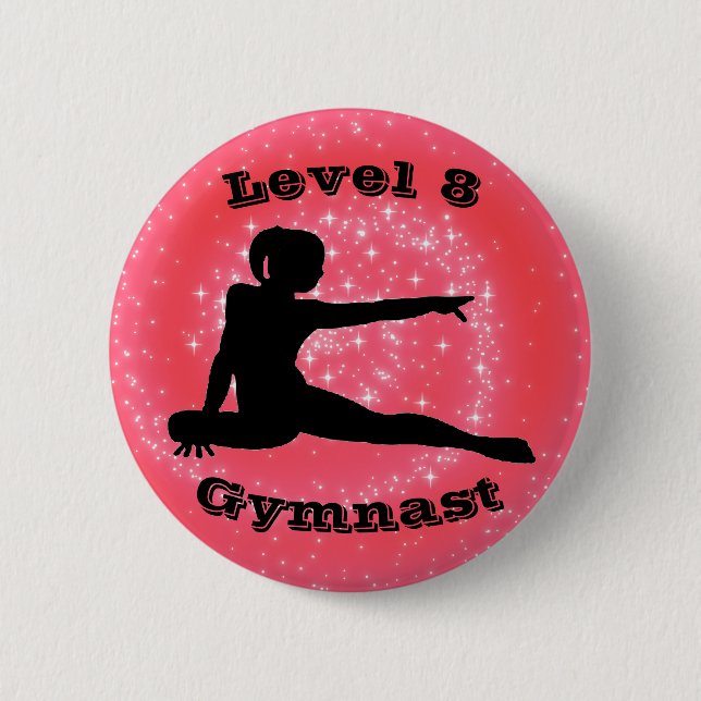Badge Rond 5 Cm Niveau 8 Gymnaste - Bouton Girls Gymnastique (Devant)