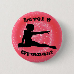 Badge Rond 5 Cm Niveau 8 Gymnaste - Bouton Girls Gymnastique