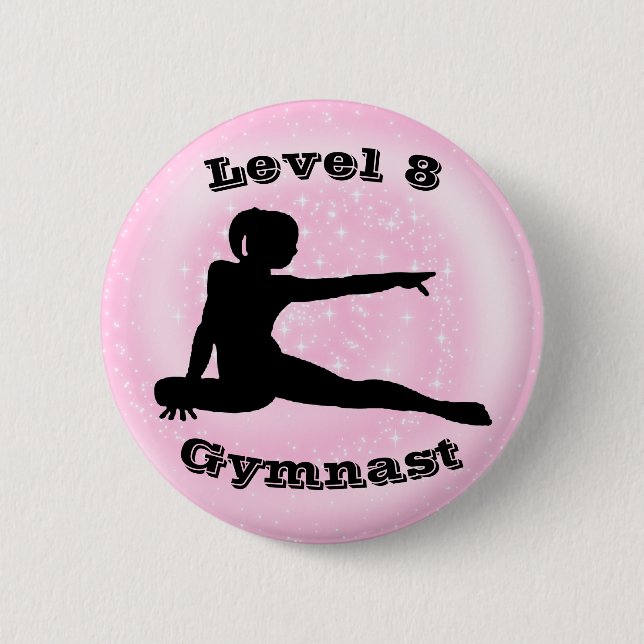 Badge Rond 5 Cm Niveau 8 Gymnaste - Bouton Girls Gymnastique (Devant)