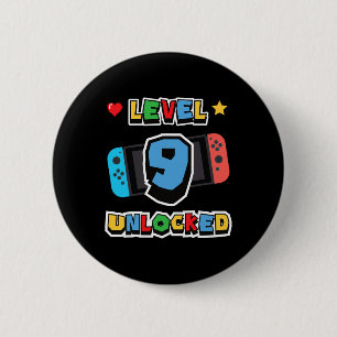 Badge Rond 5 Cm Niveau 9 Débloqué 9e Anniversaire Enfants Jeu Vidé