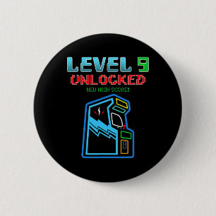 Badge Rond 5 Cm Niveau 9 Débloqué Nouveau Meilleur Score Jeu D'Arc