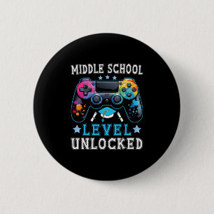 Badge Rond 5 Cm Niveau Collège Débloqué Gamer Premier Jour Ck À