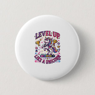Badge Rond 5 Cm Niveau de licorne monte comme une licorne publicit