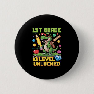 Badge Rond 5 Cm Niveau débloqué 1re année Dinosaure Ck pour jeu sc