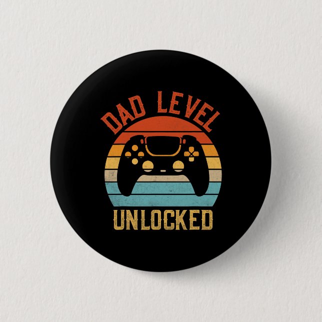 Badge Rond 5 Cm Niveau Papa Déverrouillé - Jeu Lover Gamer Bientôt (Devant)