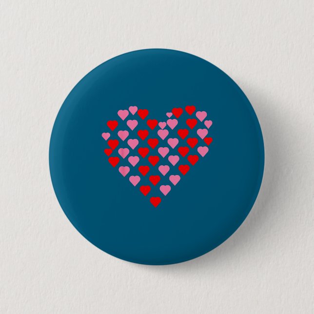 Badge Rond 5 Cm Nk And Red Hearts Lovers Funny Valentine’s Day Hum (Devant)
