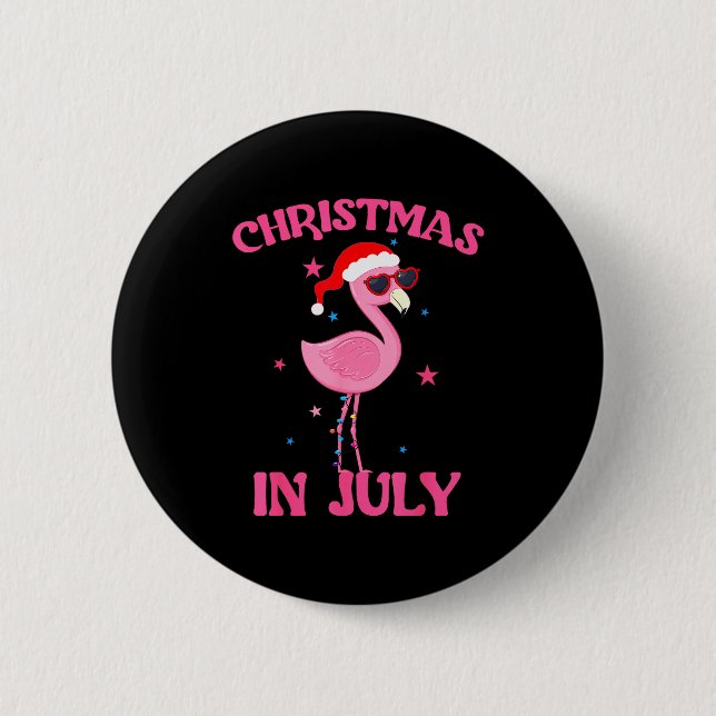 Badge Rond 5 Cm Nk Flamingo In Santa Hat Christmas In July Girl  (Devant)