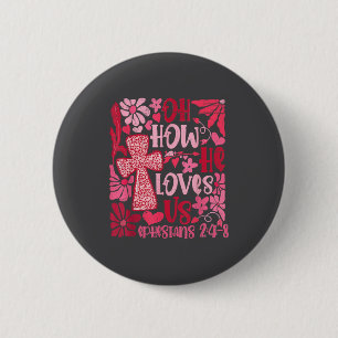 Badge Rond 5 Cm Nk Floral Oh How He nous aime Boho Verset Biblique