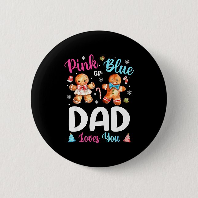 Badge Rond 5 Cm Nk Or Blue Dad Loves You Gender Reveal Christmas  (Devant)