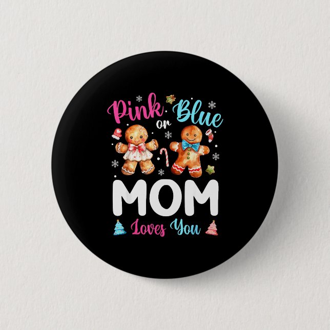 Badge Rond 5 Cm Nk Or Blue Mom Loves You Gender Reveal Christmas  (Devant)
