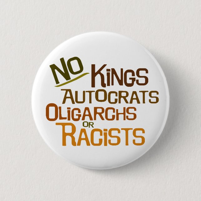 Badge Rond 5 Cm No Kings — Bouton Version Brown (Devant)