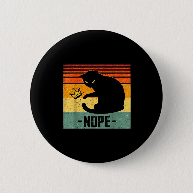 Badge Rond 5 Cm No Kings In America Black Cat Funny Cat Kicking Cr (Devant)