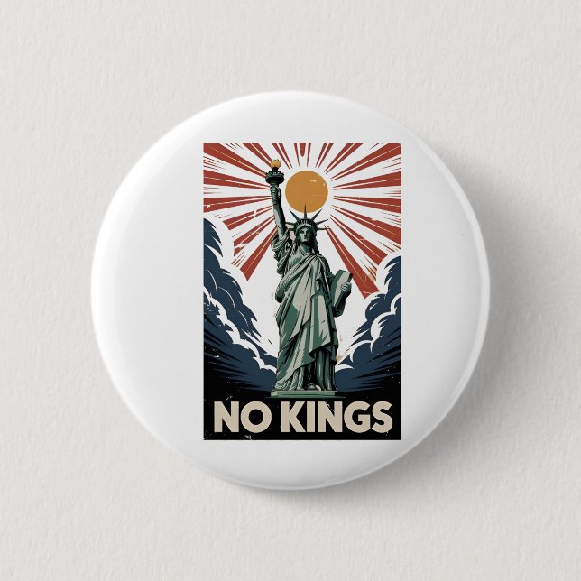 Badge Rond 5 Cm No Kings In America Liberity Status USA Democrats  (Devant)