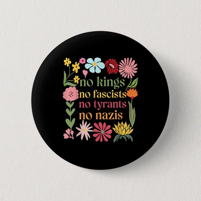 Badge Rond 5 Cm No Kings In America No Fascists We The People Poli (Devant)