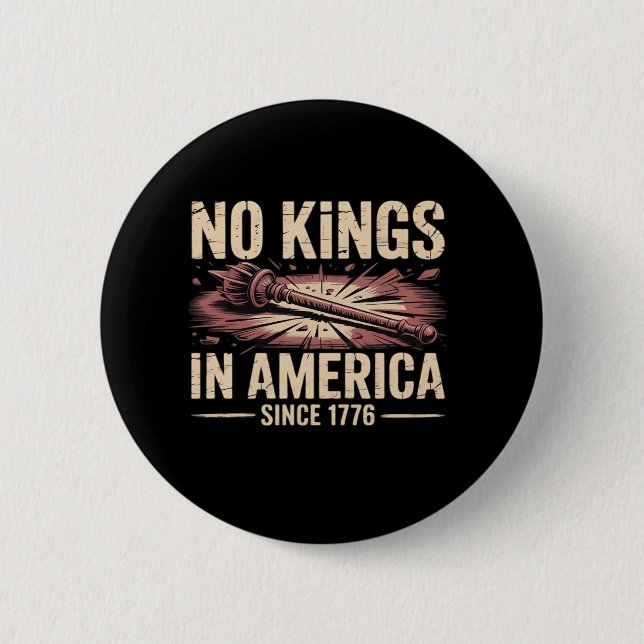 Badge Rond 5 Cm No Kings In America Since 1776 King Free Classic V (Devant)
