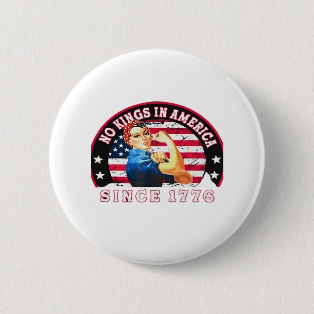 Badge Rond 5 Cm No Kings In America Since 1776 USA Flag Save  Esse (Devant)