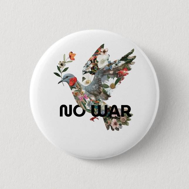 Badge Rond 5 Cm No War Peace Dove Pacifist Bold Statement (Devant)