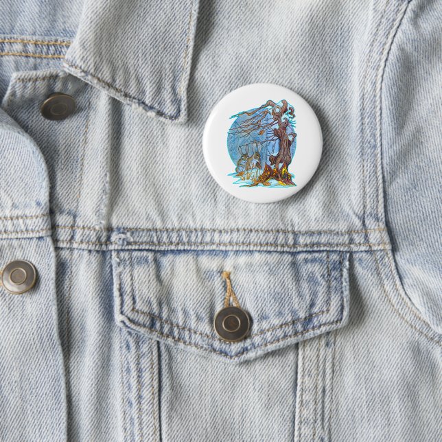 Badge Rond 5 Cm Noël à Elf Hall Button (En situation)