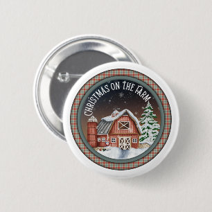 Badge Rond 5 Cm Noël à la ferme