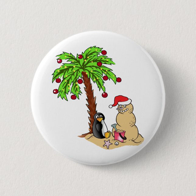 Badge Rond 5 Cm Noël à la plage (Devant)