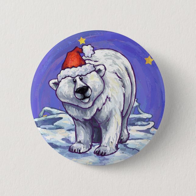 Badge Rond 5 Cm Noël à l'ours polaire (Devant)