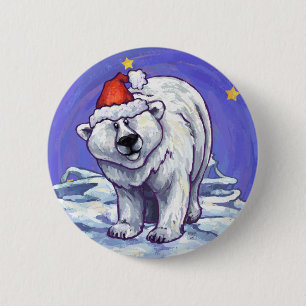 Badge Rond 5 Cm Noël à l'ours polaire
